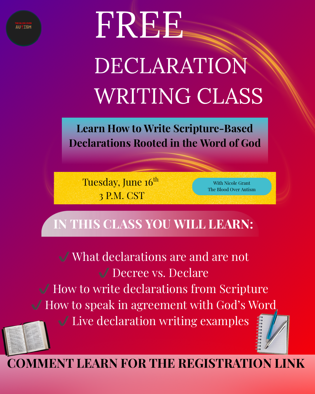 FREE DECLARATION WRITING CLASS