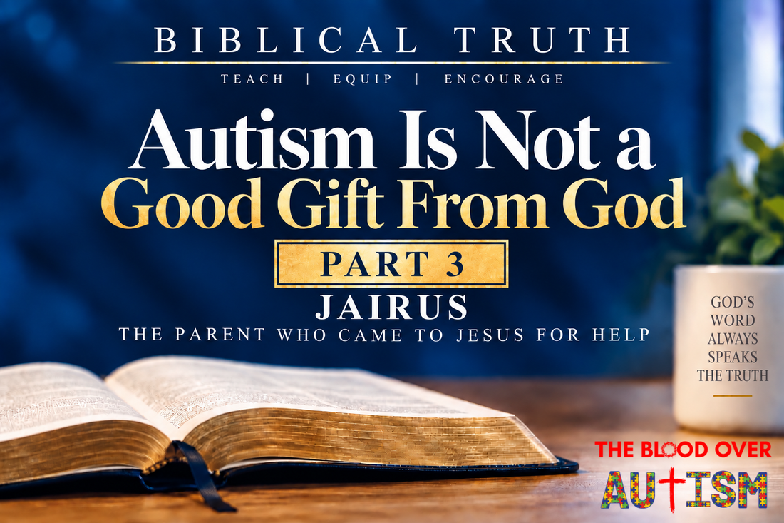 Biblical Truth blog cover for Autism Is Not a Good Gift From God: Part 3, featuring an open Bible and the subtitle “Jairus: The Parent Who Came to Jesus for Help.”