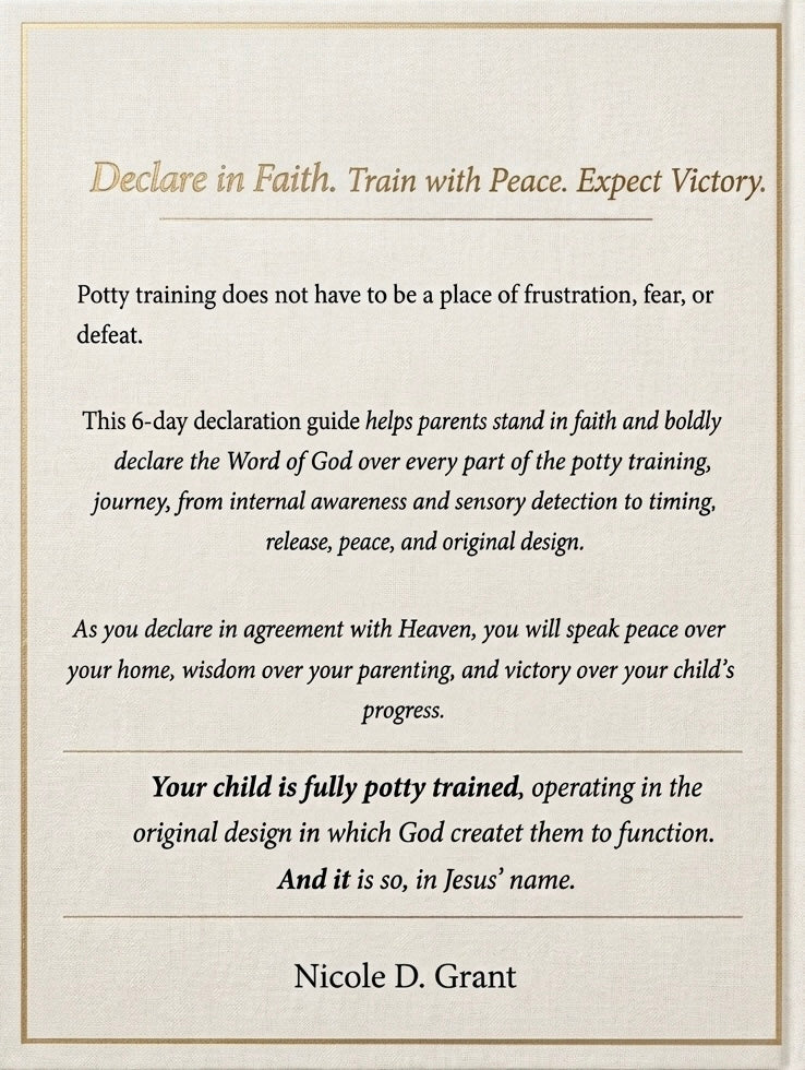Potty Training Declarations for Your Child

A 6-Day Declaration Guide for Parents Standing in Faith