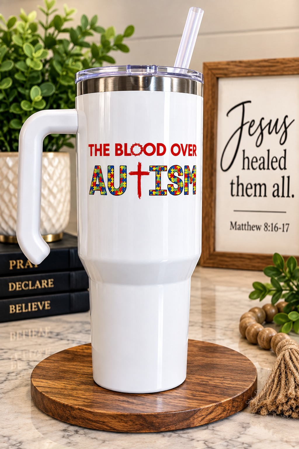 The Blood Over Autism 40 oz Tumbler