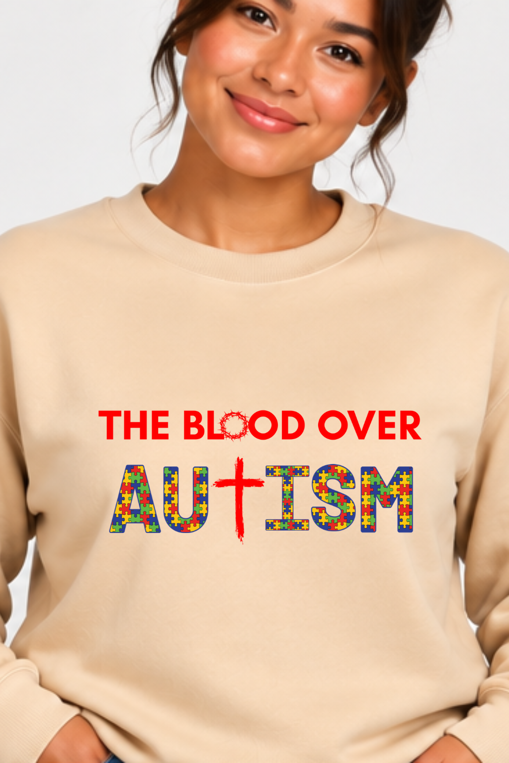 The Blood Over Autism™ Sand Crewneck Sweatshirt